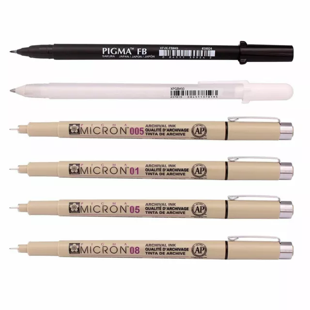 Sakura Pigma Manga Basic Set (005, 01, 05, 08, FB, White) 2