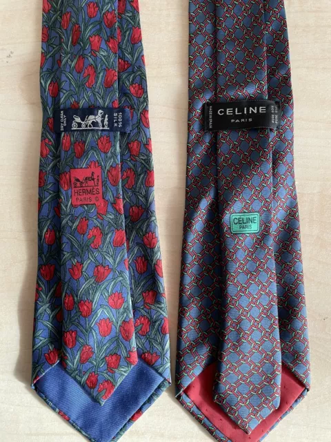 Hermes And Celine Ties 100% Pure Silk