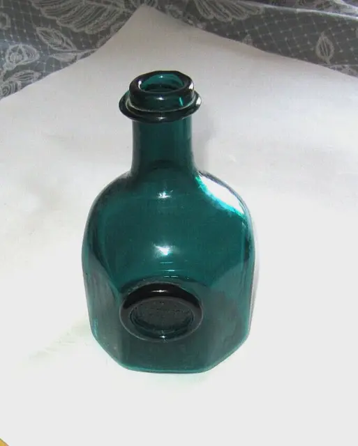 Hand Blown Greenhow Williamsburg 1770 Bottle Blenko Teal Glass reproduction 1770