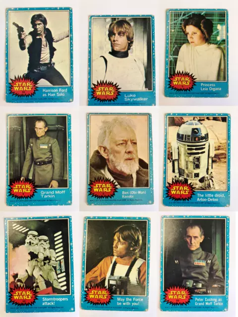 SINGLE CARDS Star Wars - Vintage 1977 Blue UK Topps 20th Fox VARIOUS CONDITIONS