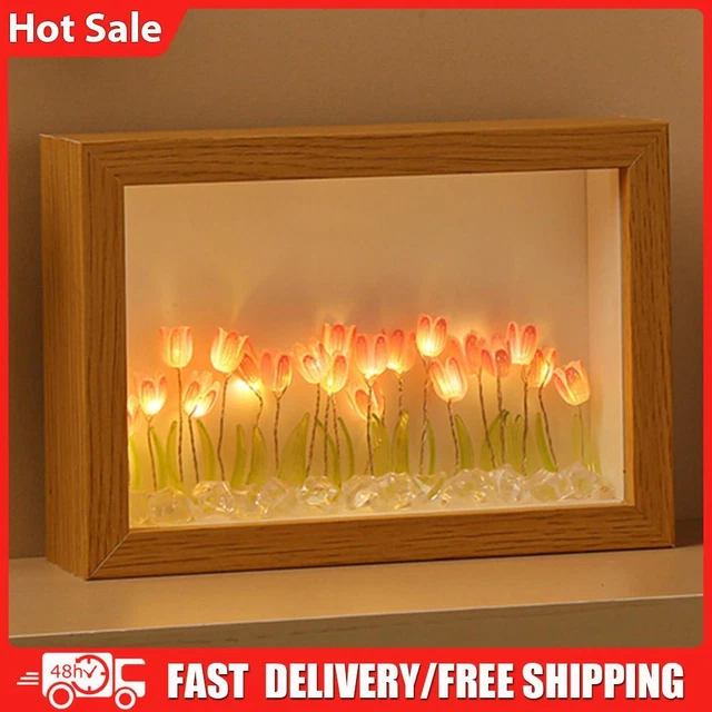 PHOTO FRAME TULIP DIY Night Light Warm Romantic Nightstand Lamps Gift
