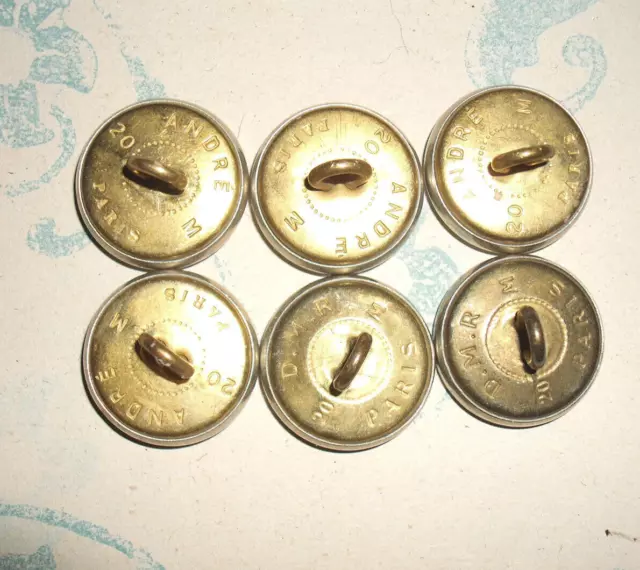 Lot de 6 boutons anciens argentés de la Poste PTT 3