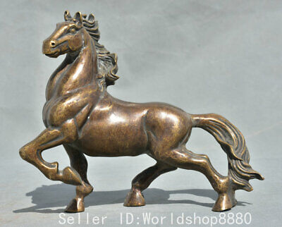 9.2" Old Chinese Bronze Fengshui 12 Zodiac Year Horse statue sculpture