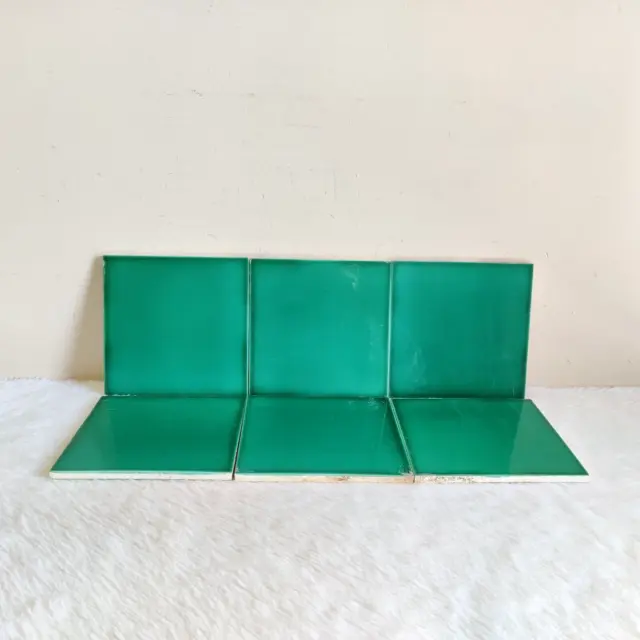 1940s Vintage Old Green Architecture Furniture Plain Tile Japan Set Of 6 TL48