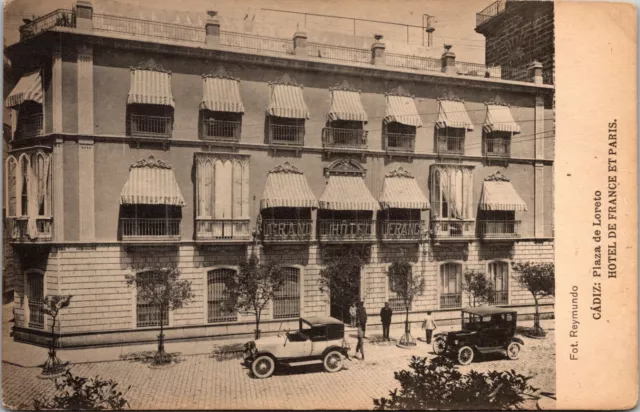 Hotel de France Et Paris Cadiz Plaza de Loreto Old Postcard UNPOSTED Vintage