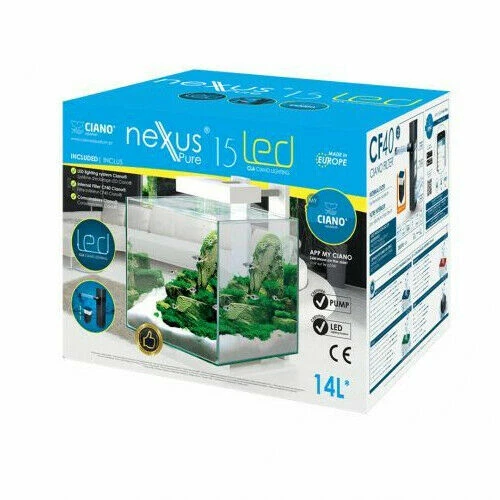 Ciano Shrimp Aquarium Tank NEXUS 15 with CF40 Internal Filter Led Lighting 14.5L 3