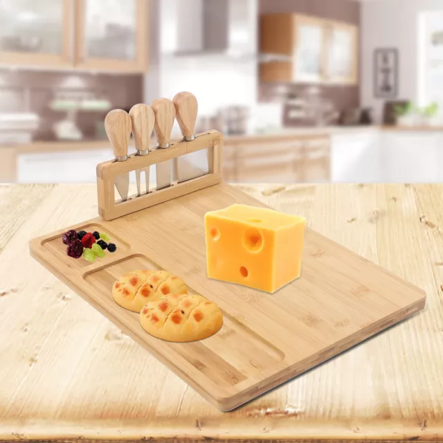 Küche Holz Käseplatte Mit Käsemesser-Set Charcuterie Schneidebrett Küchenbrett
