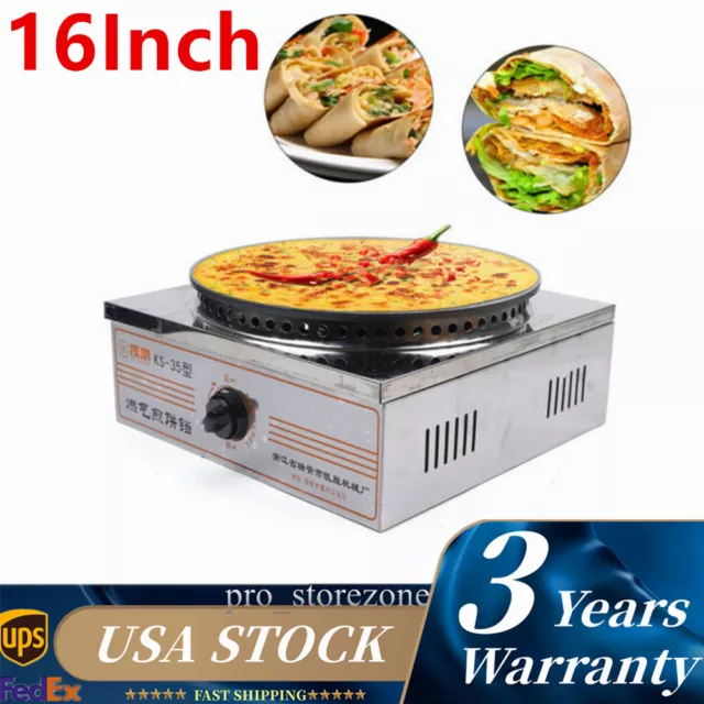 40CM Professional Crepe Frying Pan Large Pancake Maker Baking Machine US