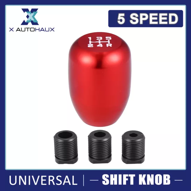 Universal Car 5 Speed Aluminum Shift Gear Knob Manual Stick Shifter Red Lever