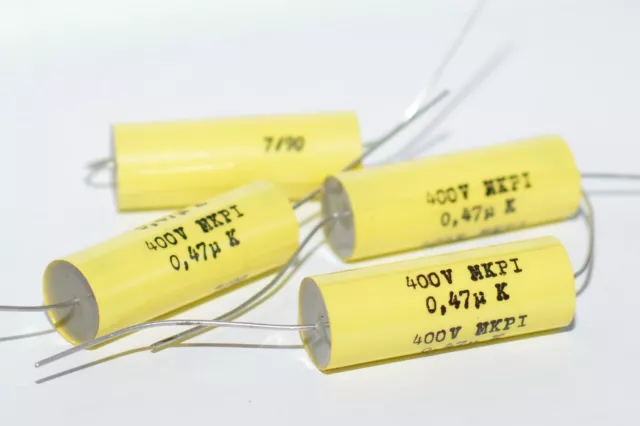 10x Folienkondensator v. Electel / RFT Typ MKPI, 0.47 µF / 400 V, Capacitor, NOS