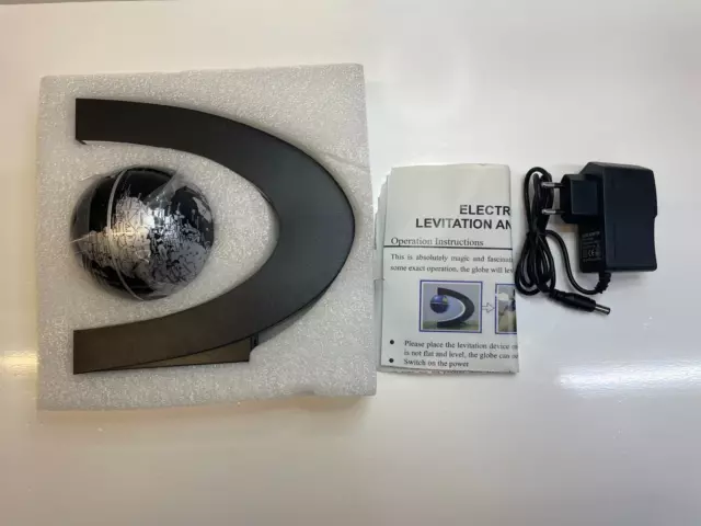 Levitation Black Globe with LED Lights C Shape Magnetic Floating World Map