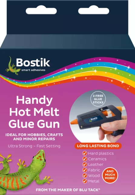 1 x Bostik Handy Mini Hot Melt Glue Gun + 2 Free Glue Adhesive Sticks 91296 new