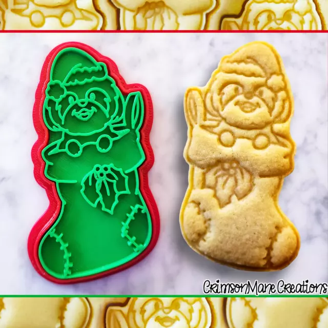 Shih Tzu Christmas Cookie Cutter Stocking Fondant Tool Biscuit Baking Supplies