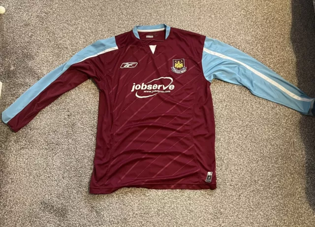 West Ham United 05/07 Home Long Sleeve Shirt Reebok Mens Size Medium