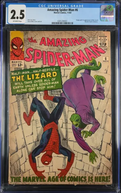 The Amazing Spider-Man #6 Nov 1963 Cgc 2.5 *Major Key-First Lizard!* Lee-Ditko!