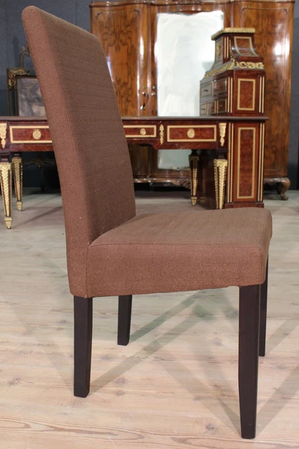 Group of six chairs in wood furniture in fabric modern armchairs living room 2