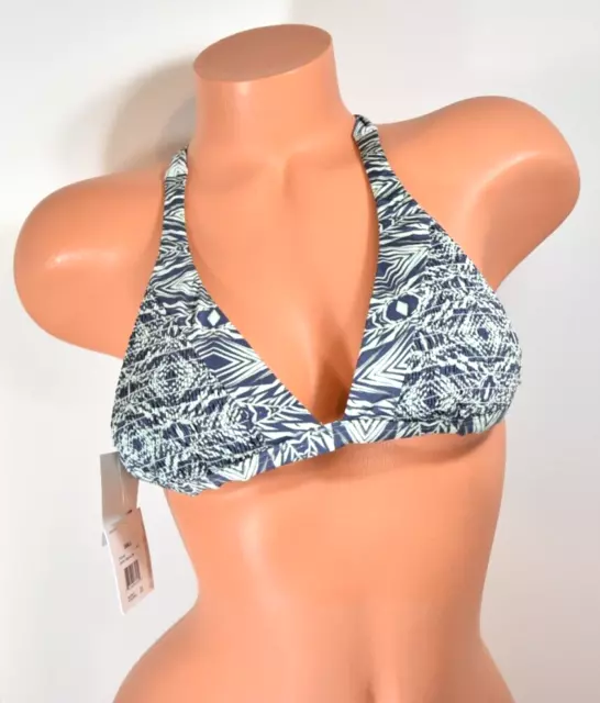 Women's Volcom Blue/Green Sister Tribe Halter Cross Strap Bikini Top S NWT