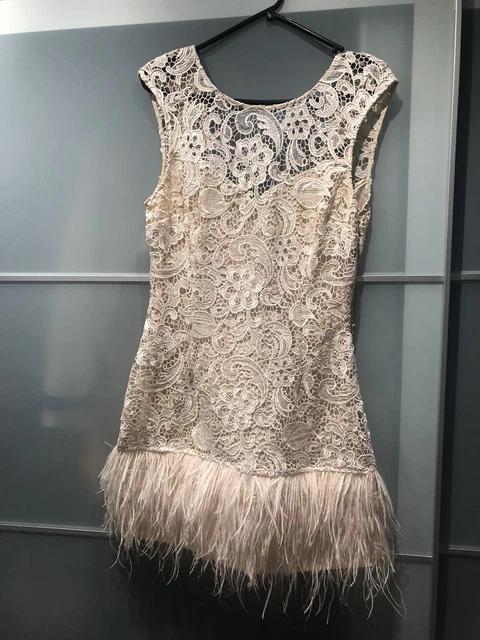 chinese dress ladies 21SIX Emily Crystal Lace Feather Dress