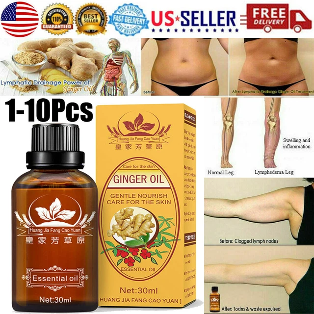 Pure Plant Therapy Lymphatic Drainage Ginger Body Massage Oil for Skin Care US
