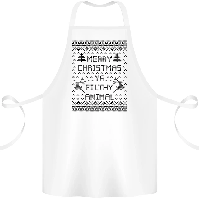 Merry Christmas Ya Filthy Animal Funny Cotton Apron 100% Organic