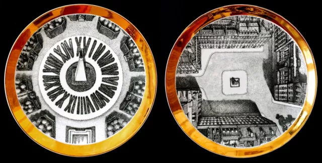 Old Piero Fornasetti - pair of Arzberg plates - Maison & Jardin 1965 Old Piero Fornasetti - pair of Arzberg plates - Maison & Jardin 1965