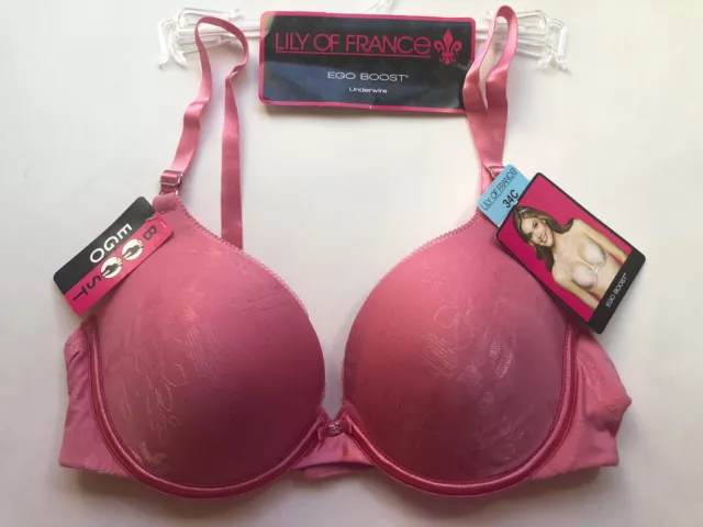NWT Lily Of France Ego Boost Push Up Underwire Bra 2131101 Spanish Rose Pink 34C
