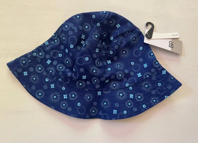 BP. Nordstrom Bucket Sun Hat Reversible Foldable Floral Royal Blue NWT