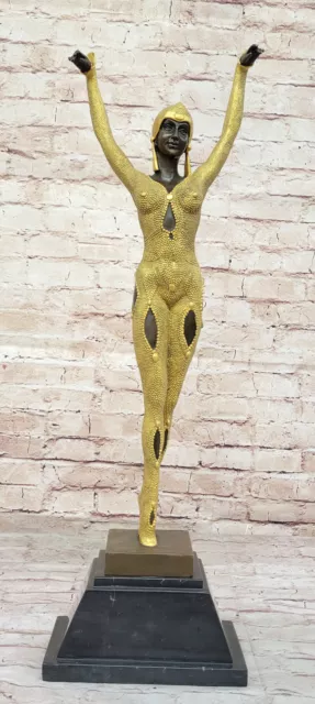 Vintage Art Déco Bronze Demetre Chiparus Femme Danseuse Vieux Parlor Statue