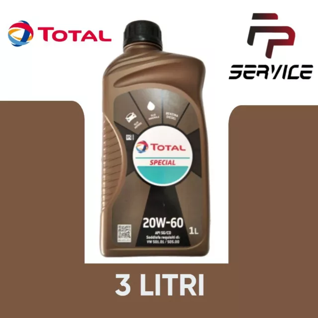 Total Special 20W60 Minerale Benzina Diesel Gas Consumi Olio 3 Litri Olio Motore