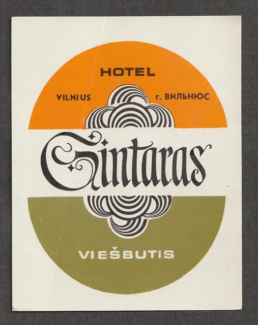 Hotel Gintaras VILNIUS Lithuania – vintage luggage label