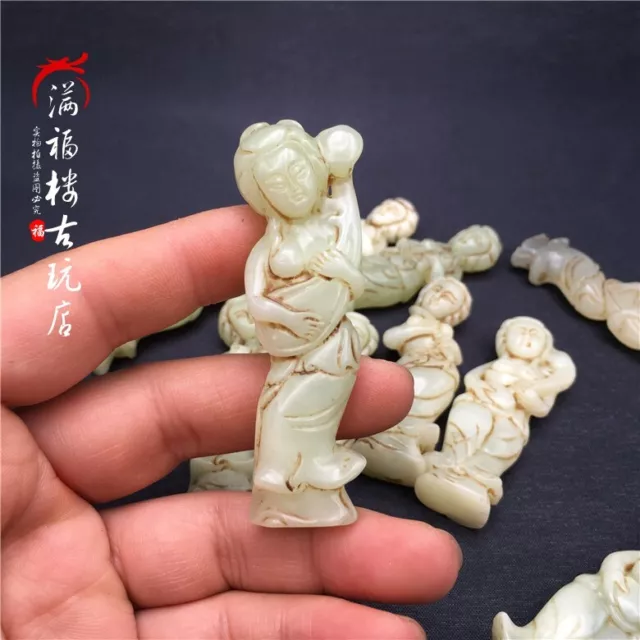 4 pcs Collectible Chinese old jade carving four beautiful sculptures statue 2