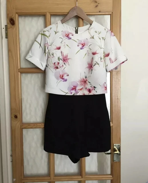 TUTA FLOREALE TED BAKER BELLISSIMA ESTY A SPECCHIO TROPICS taglia 0 UK6 XS