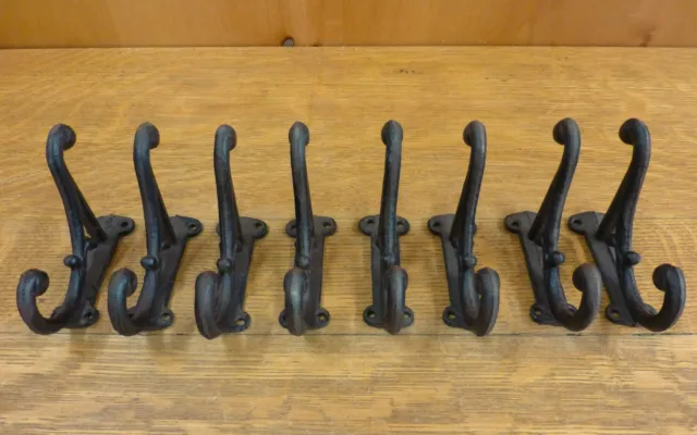 8 BROWN RUSTIC DOUBLE VINE COAT HOOKS ANTIQUE-STYLE CAST IRON 4.5" wall hardware 2