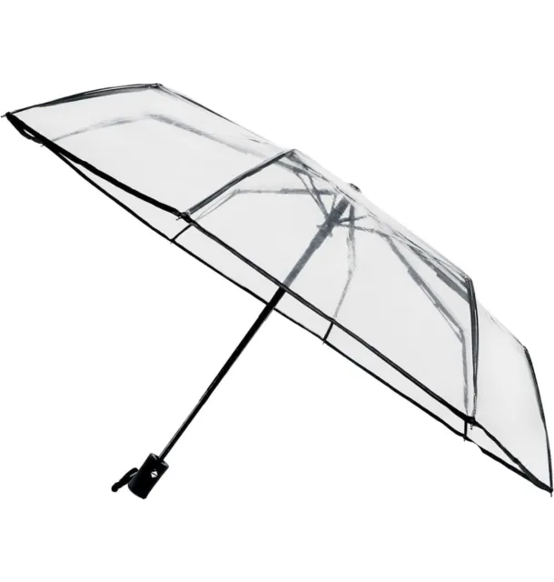 Eralove Full Automatic Folding Transparent Clear Auto Open Travel Umbrella 40”