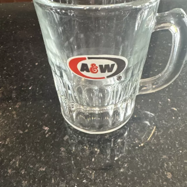 Cute! Vintage A&W Root Beer Mini Small Glass Mug 3 1/4” Tall