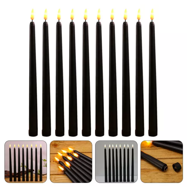 10 Pcs Flameless Taper Candles LED Electric Lighters Base Warm White
