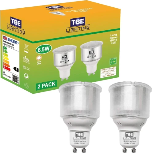 TBE LIGHTING 6.5w GU10 Spot Light Bulbs - 2 Pack - LED Long Barrel...