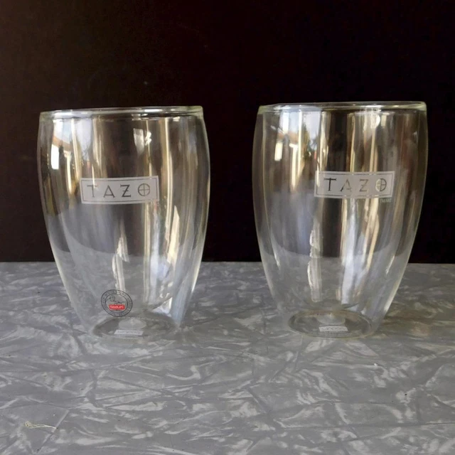 STARBUCKS TAZO BODUM Double Walled Mouth Blown glass Tumblers 12 oz