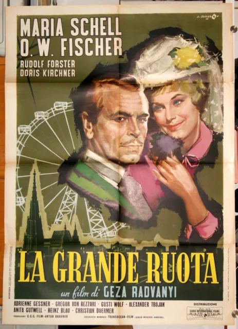 manifesto 2F film LA GRANDE RUOTA Maria Schell O.W. Fischer 1962