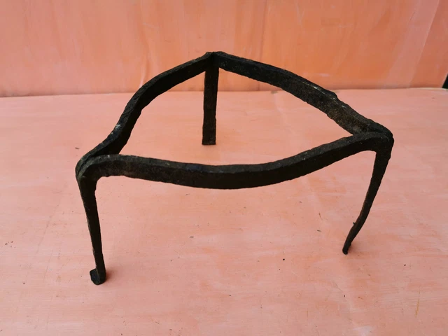 Antique Very Rare Old 19 Century Hand Forged Wrought Iron Trivet For Fireplace