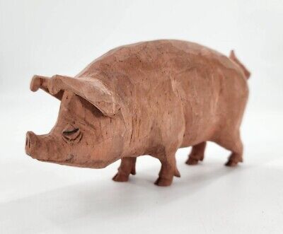 S. Arthur Shoemaker Wood Hand Carved 6.5" Pig Hog '90 Carving Folk Art Lancaster