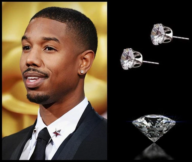 MEN S BOY S MICHAEL B. Jordan 18ct White Gold Plated 8mm Zirconia