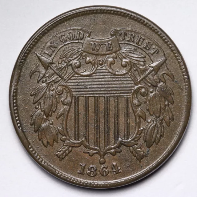 1864 REV DIE CRACK Two Cent Piece CHOICE UNC *UNCIRCULATED* MS E142 JBX