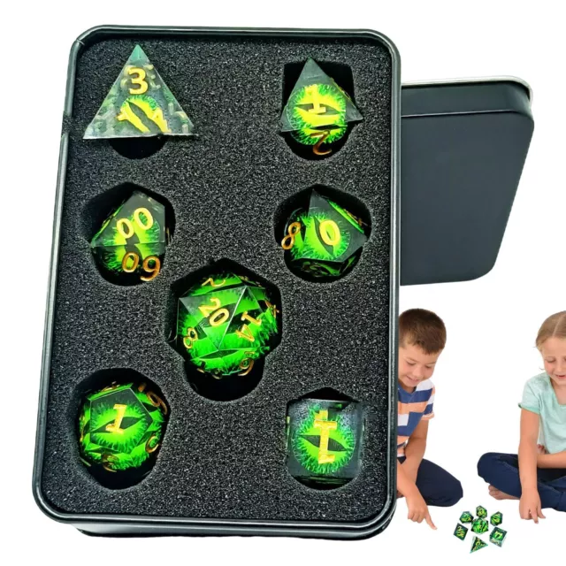 7pcs/Set Playing Polyhedral Dice for Dungeons & Dragons DND RPG MTG Game Green