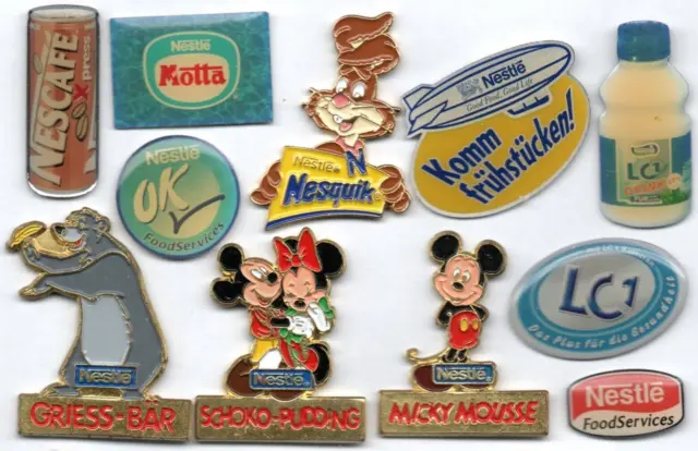 🛒Pin-Konvolut 11 Nestle Schweiz Pins Motta Eis Nescafe Disney Nachtisch Nesquik