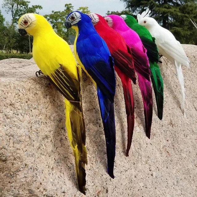 Perroquet Artificiel Décoratif - 25cm - Plumes Réalistes - Pour Jardin Ou Intérieur