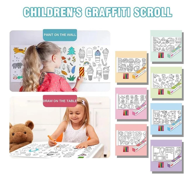 Papel para colorear para niños rollo de graffiti no sucio de pared regalos niños Z7K2 C9U3