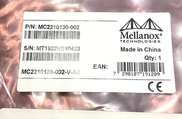 Cable de cobre pasivo Mellanox InfiniBand QSFP 6,6 pies MC2210130-002 ✅❤️✅ ¡Nuevo!