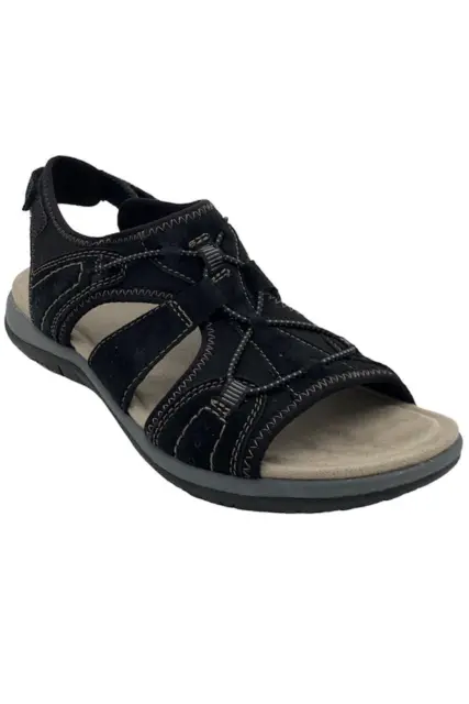 Earth Origins Suede Sport Sandals Savoy Siena, Black - Choose Size - Brand New