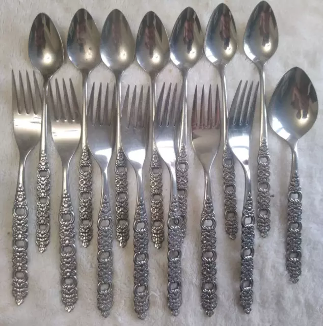 15 Oneida Community Viola Flatware Lot: Dinner Forks & Iced Tea Spoons